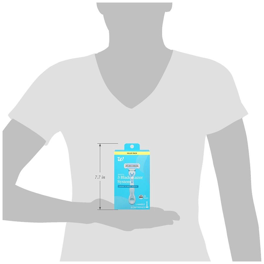 slide 5 of 5, Walgreens Women's Smooth 3 Blade Razor System with 6 Cartridges 0, 0, 0, 1 ct