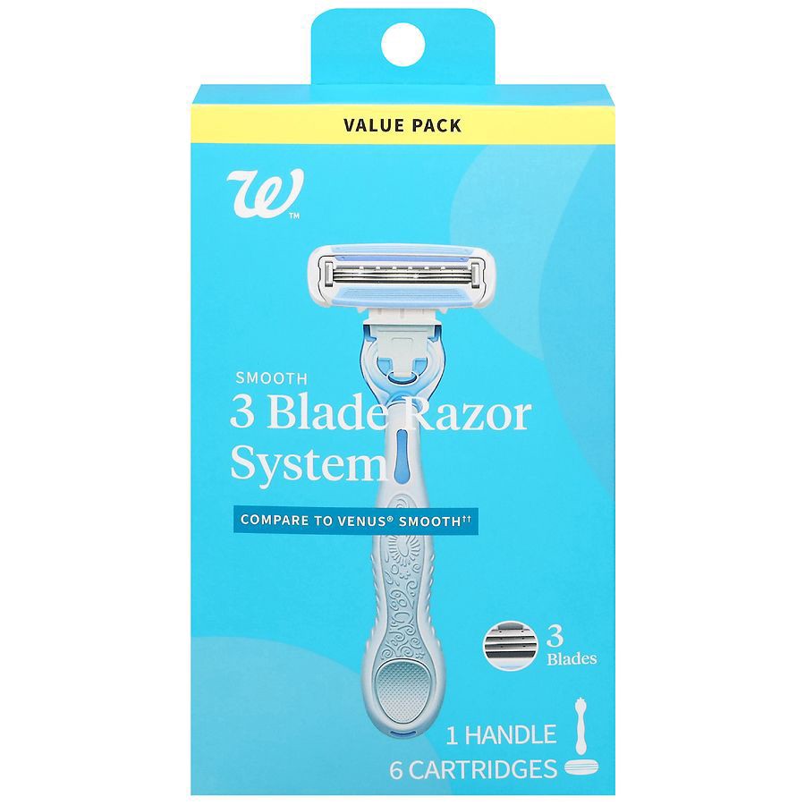 slide 1 of 5, Walgreens Women's Smooth 3 Blade Razor System with 6 Cartridges 0, 0, 0, 1 ct