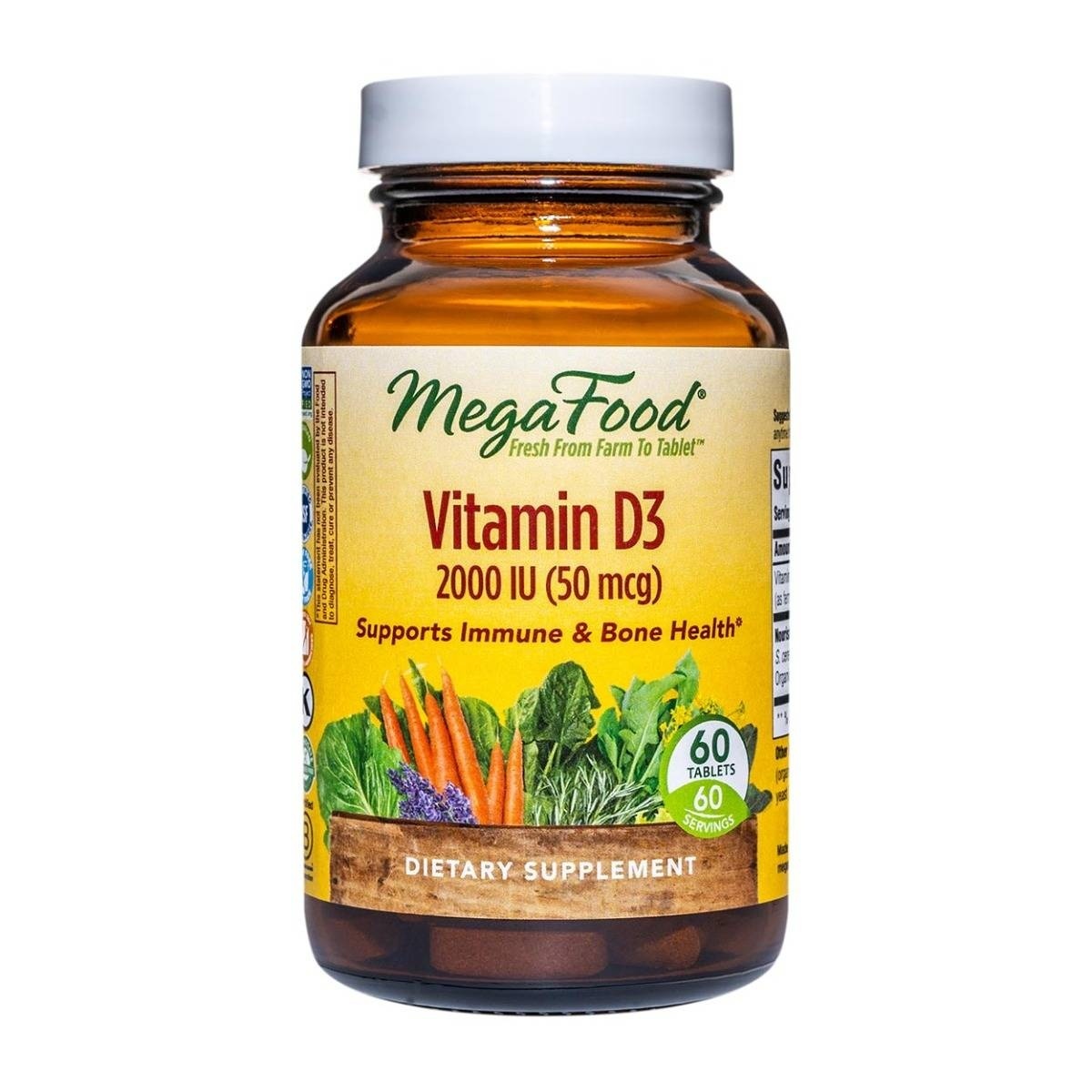 slide 1 of 1, MegaFood Vitamin D3 2000 IU Tablets, 60 ct