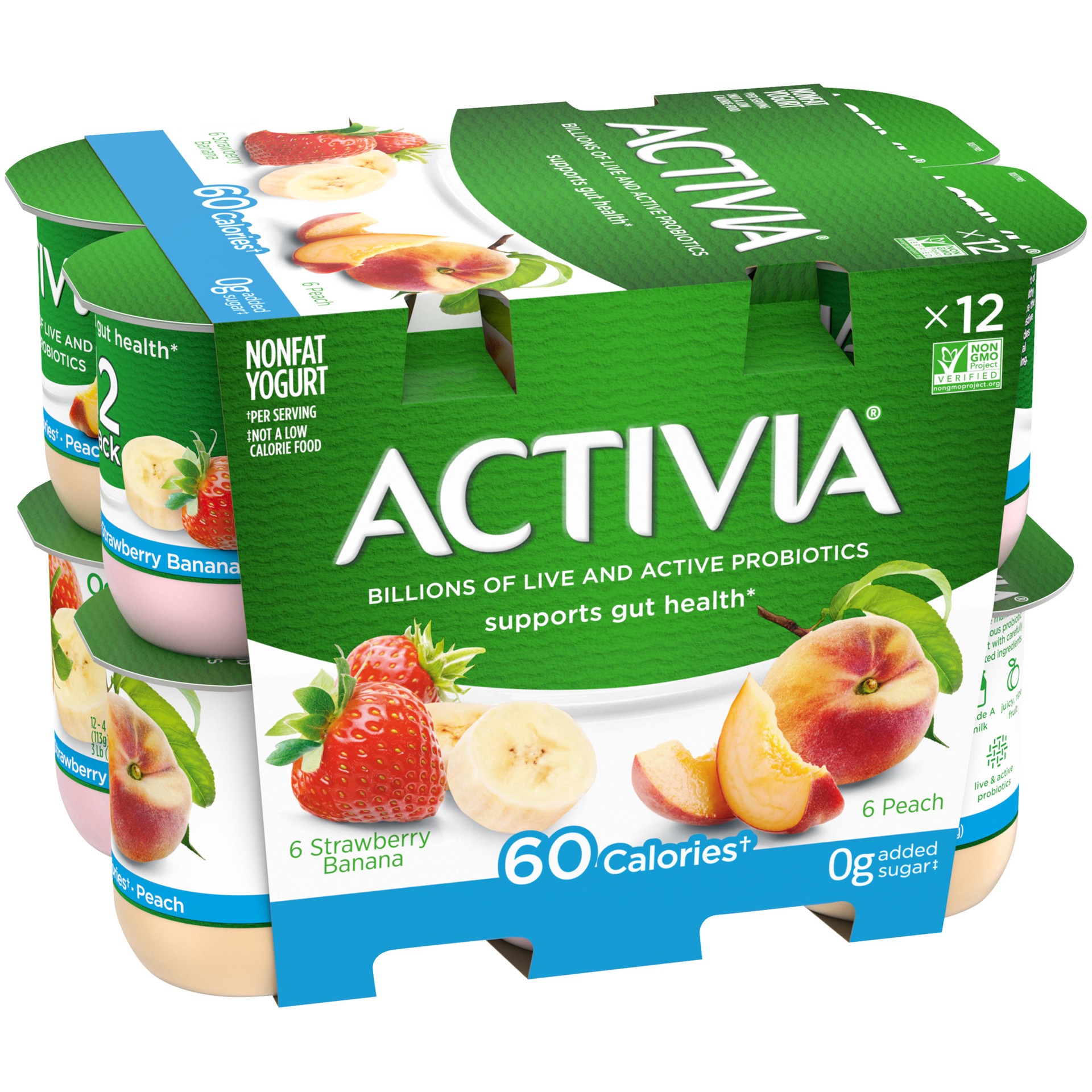 slide 3 of 5, Activia Dannon Activia Light Probiotic Blended Nonfat Yogurt Strawberry Banana & Peach, 