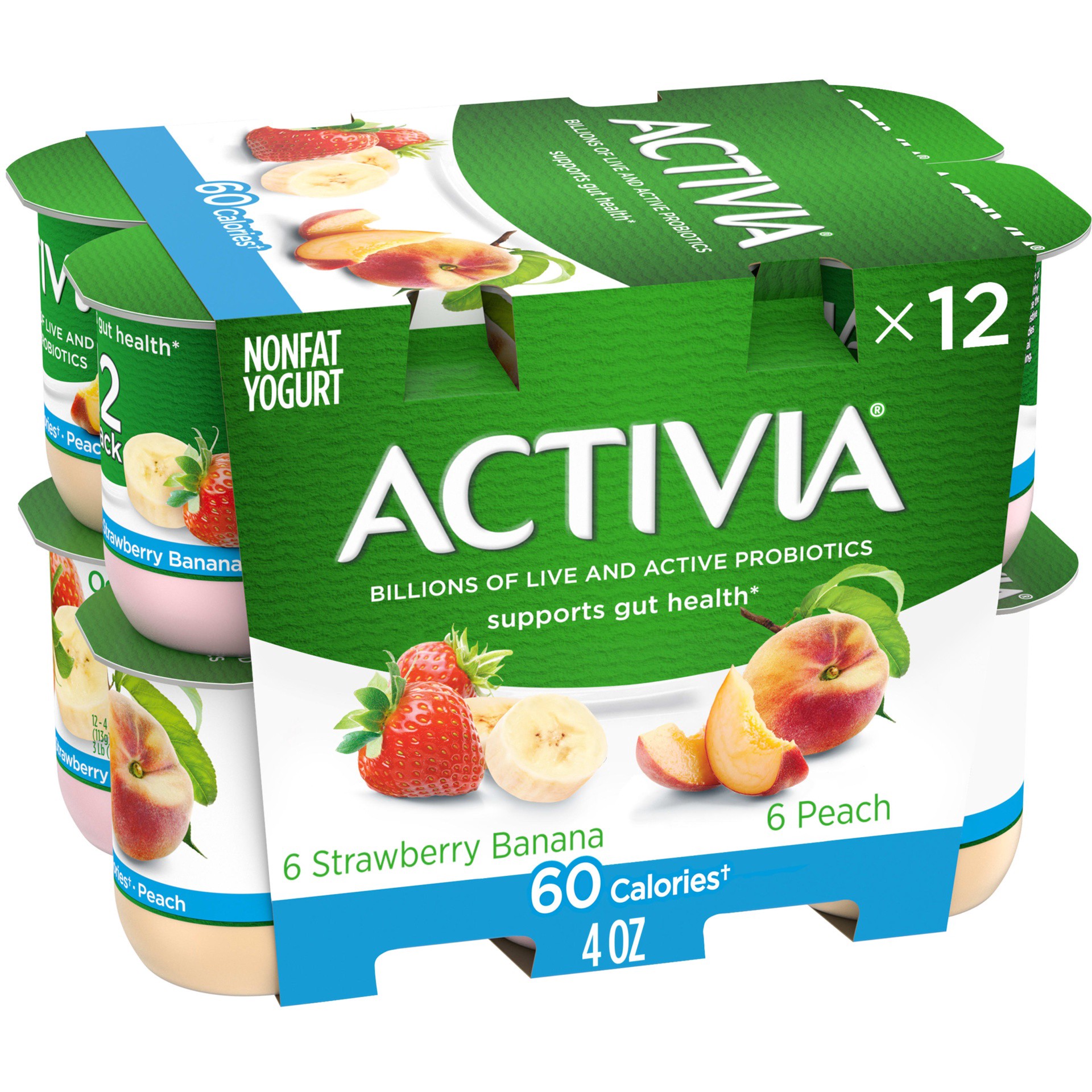 slide 1 of 5, Activia Dannon Activia Light Probiotic Blended Nonfat Yogurt Strawberry Banana & Peach, 