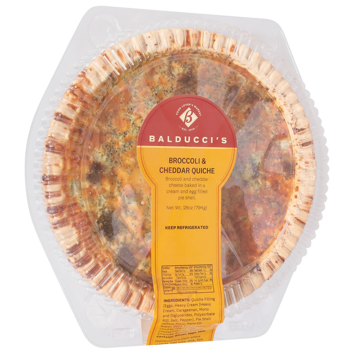 slide 5 of 13, Balducci's Broccoli & Cheddar Quiche Pie 28 oz, 28 oz
