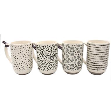 slide 1 of 1, Mr. Coffee Dutton Springs 19Oz Stoneware Mug Set Assorted Designs In White, 4 ct