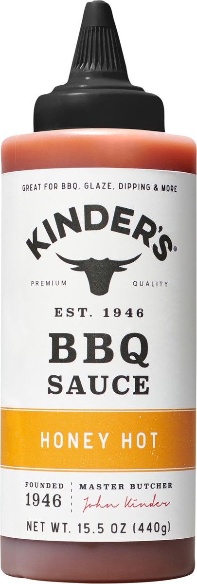 slide 3 of 6, Kinder's Honey Hot BBQ Sauce, 15.5 oz