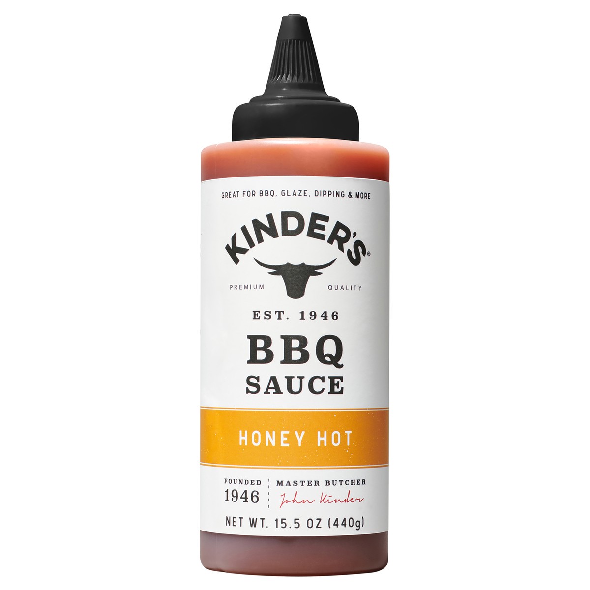 slide 1 of 6, Kinder's Honey Hot BBQ Sauce, 15.5 oz