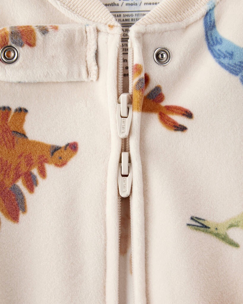 slide 4 of 4, Carter's Toddler Boy Dinosaur Print Snug Fit Long-Sleeve 2-Way Zip 1-Piece Pajamas - Tan Tan 5T, 1 ct