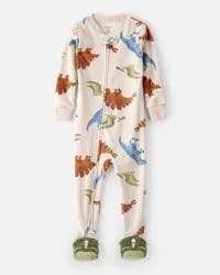 Carter's Toddler Boy Dinosaur Print Snug Fit Long-Sleeve 2-Way Zip 1-Piece Pajamas - Tan - 5T