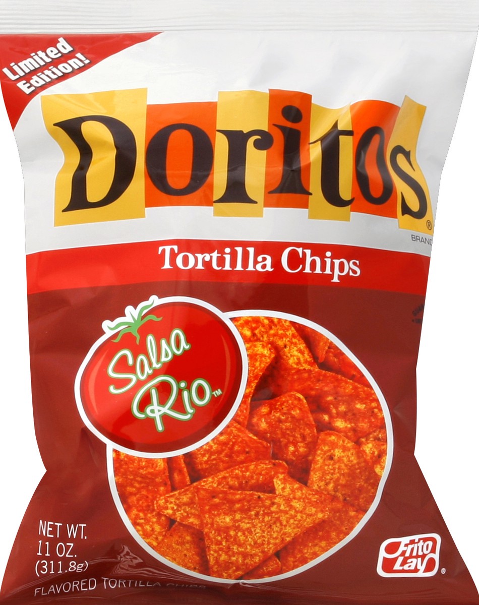 slide 5 of 6, Doritos Tortilla Chips, Salsa Rio, 11 oz