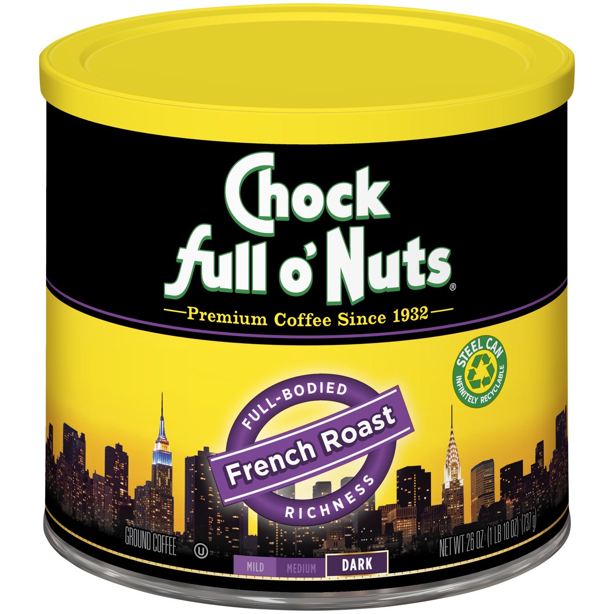 slide 1 of 7, Chock full o'Nuts Chock Full O' Nuts French Roast Ground Coffee, 26 oz