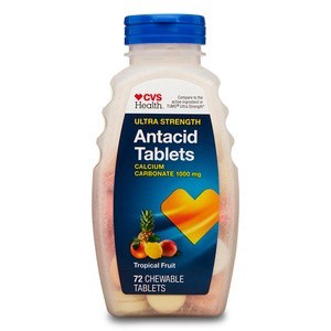 slide 1 of 1, Cvs Health Antacid Tablets 1000 Mg Chewable Tropical Fruit, 72 Ct, 72 ct; 1000 mg