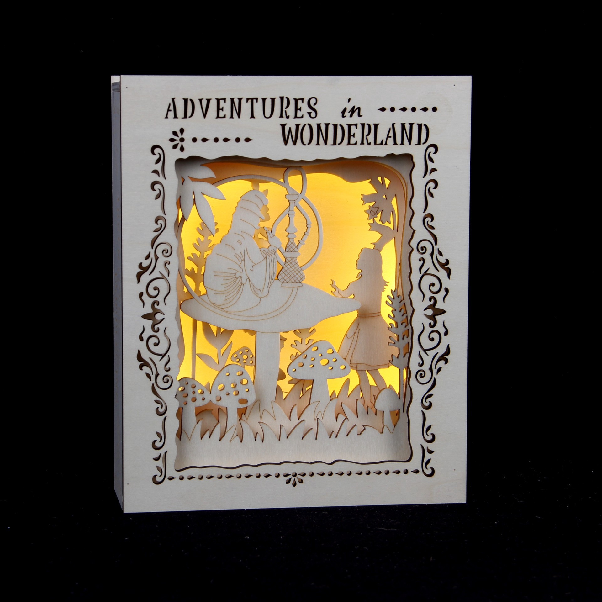 slide 2 of 4, 8.5" Adventures In Wonderland Book Diy Led Plywood Decor By Make Market, 8.5 in