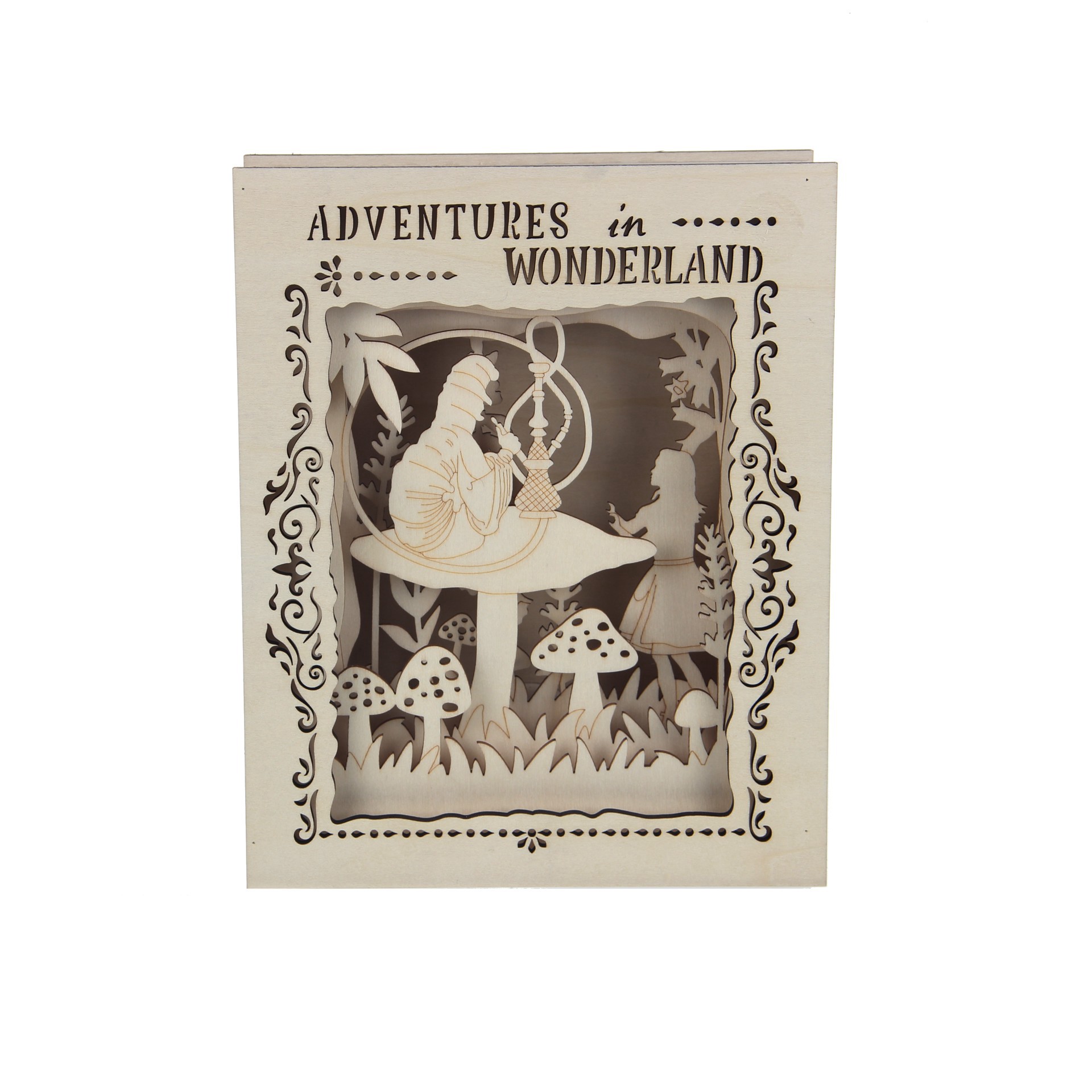 slide 3 of 4, 8.5" Adventures In Wonderland Book Diy Led Plywood Decor By Make Market, 8.5 in