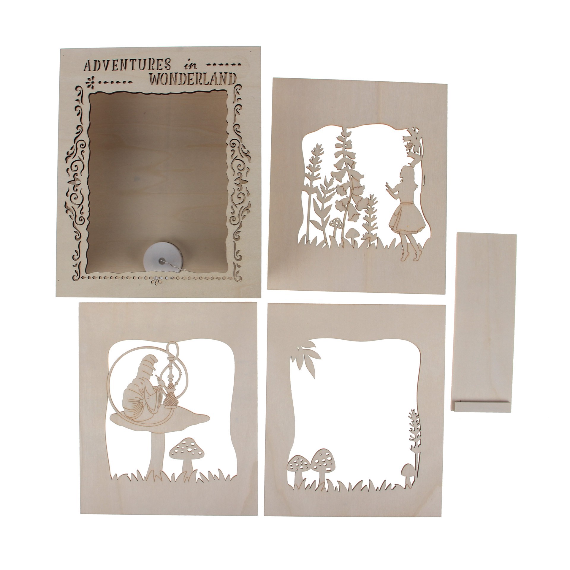 slide 4 of 4, 8.5" Adventures In Wonderland Book Diy Led Plywood Decor By Make Market, 8.5 in