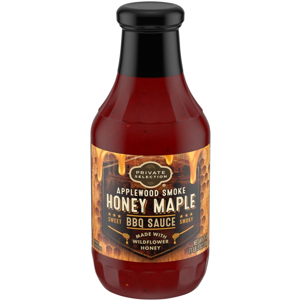 slide 1 of 3, Private Selection Applewood Smoke Honey Maple Bbq Sauce, 19 oz