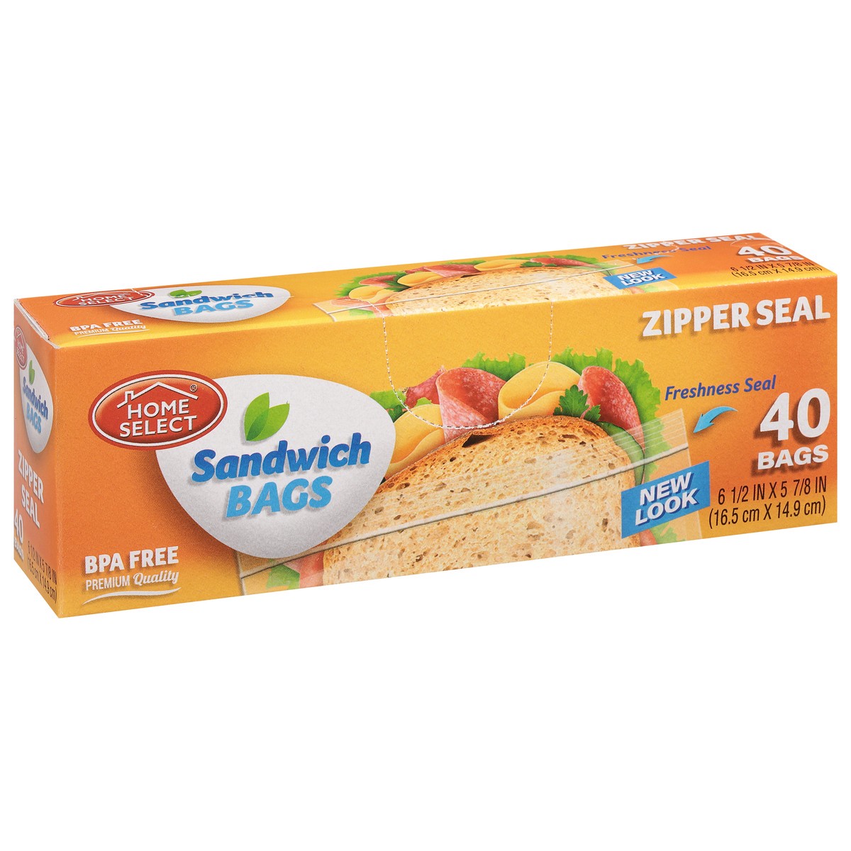 slide 4 of 9, Home Select Zipper Seal Sandwich Bags 40 ea, 40 ct