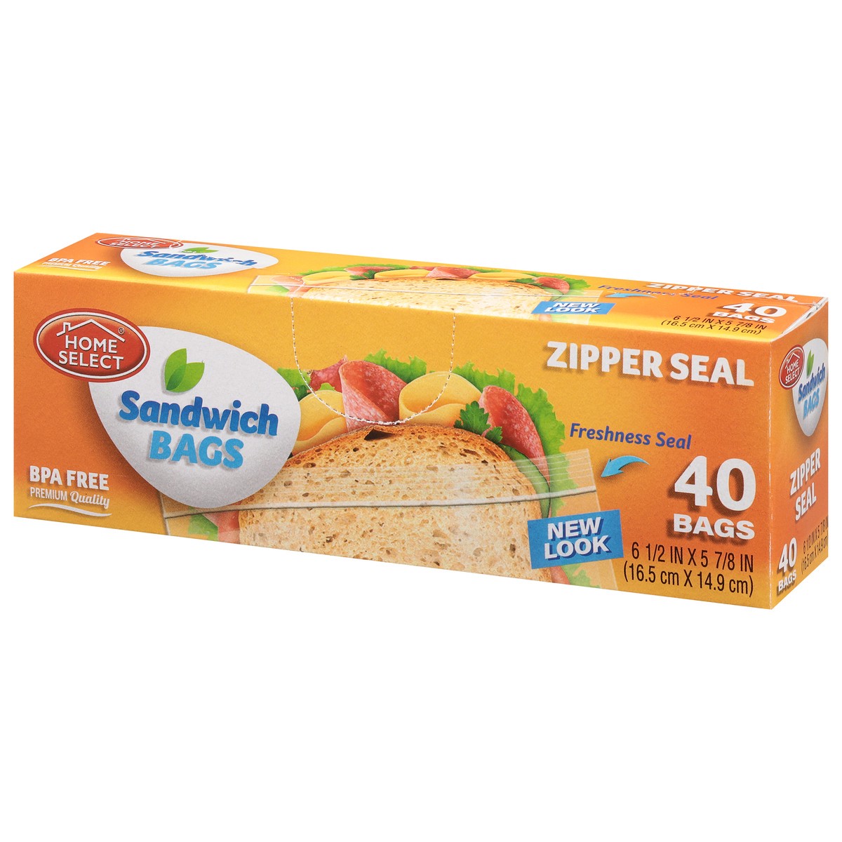 slide 9 of 9, Home Select Zipper Seal Sandwich Bags 40 ea, 40 ct