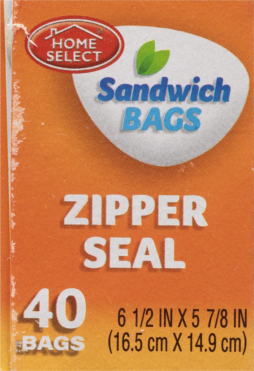 slide 5 of 9, Home Select Zipper Seal Sandwich Bags 40 ea, 40 ct
