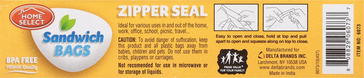 slide 7 of 9, Home Select Zipper Seal Sandwich Bags 40 ea, 40 ct