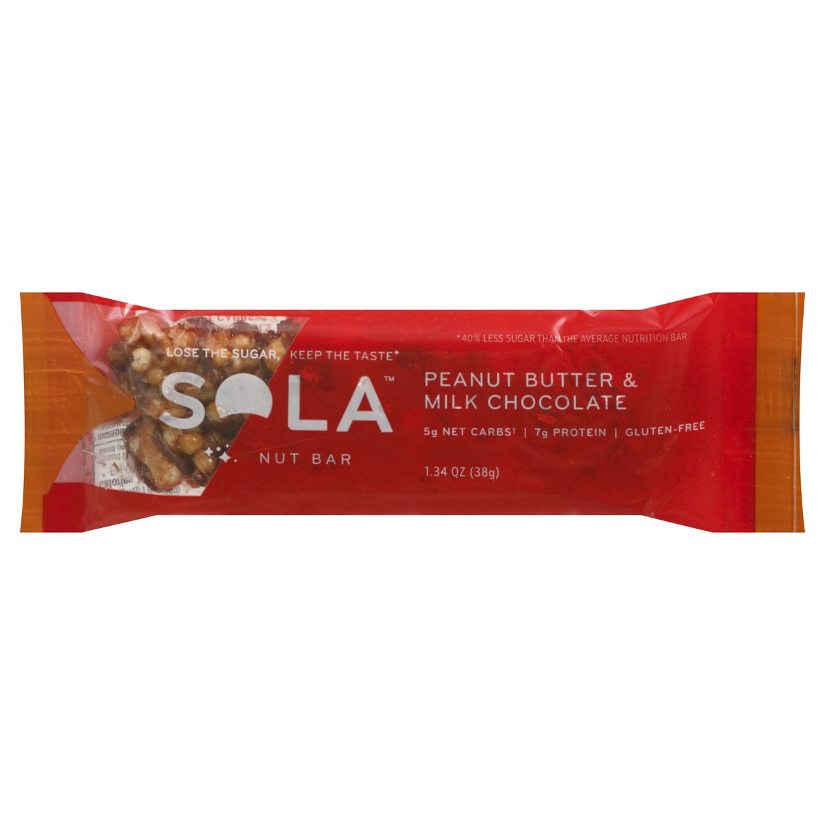 slide 1 of 9, Sola Peanut Butter & Milk Chocolate Nut Bar, 1.34 oz