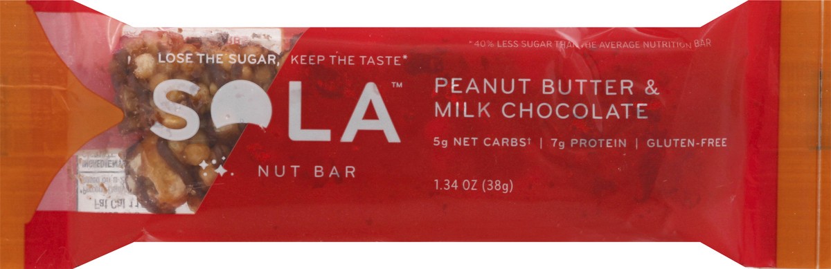 slide 6 of 9, Sola Peanut Butter & Milk Chocolate Nut Bar, 1.34 oz