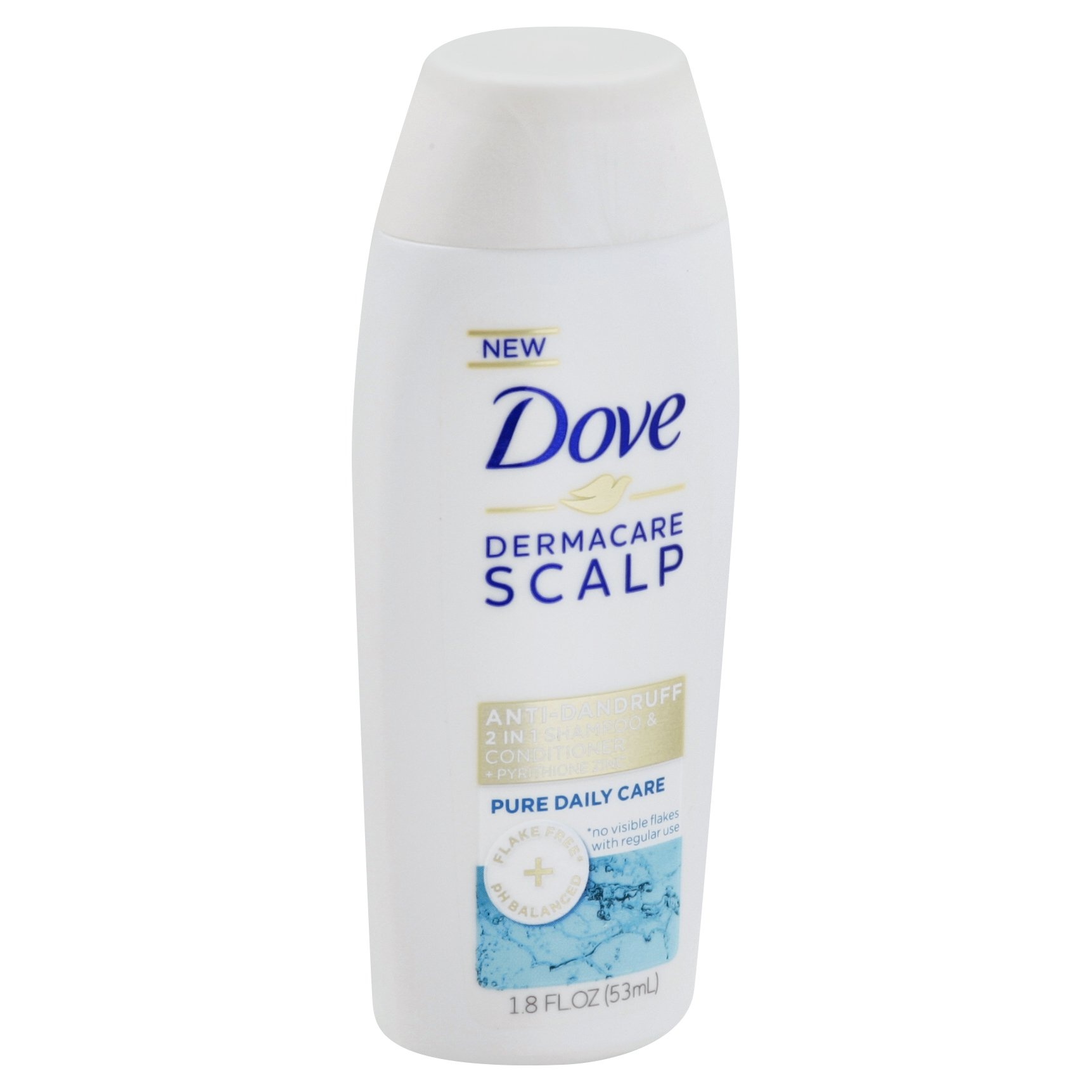 slide 1 of 5, Dove DermaCare Scalp Pure Daily Care 2 in 1 Shampoo and Conditioner, 1.8 oz
