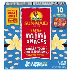 Sun-Maid Mini Snacks Vanilla Yogurt Covered Raisins 10-Count Box/.5oz Pouches