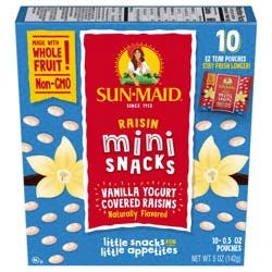 Sun-Maid Mini Snacks Vanilla Yogurt Covered Raisins 10-Count Box/.5oz Pouches