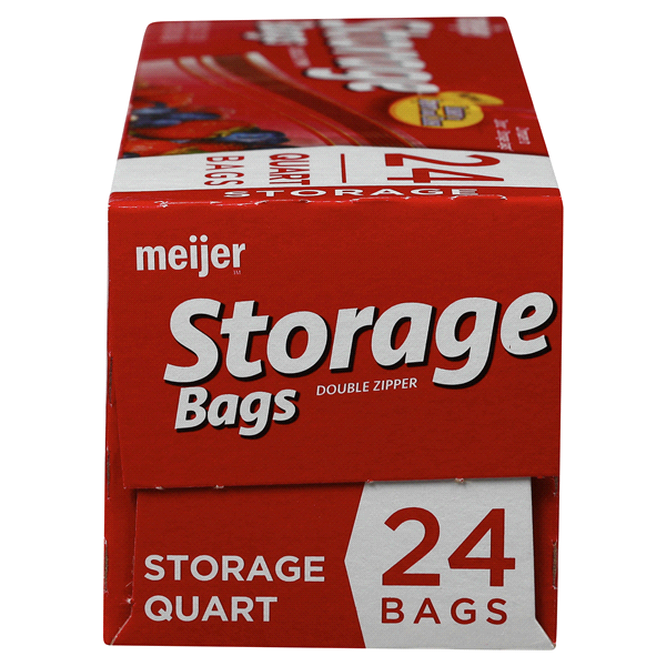 slide 16 of 17, Meijer Double Zipper Storage Bags, Quart, 24 ct