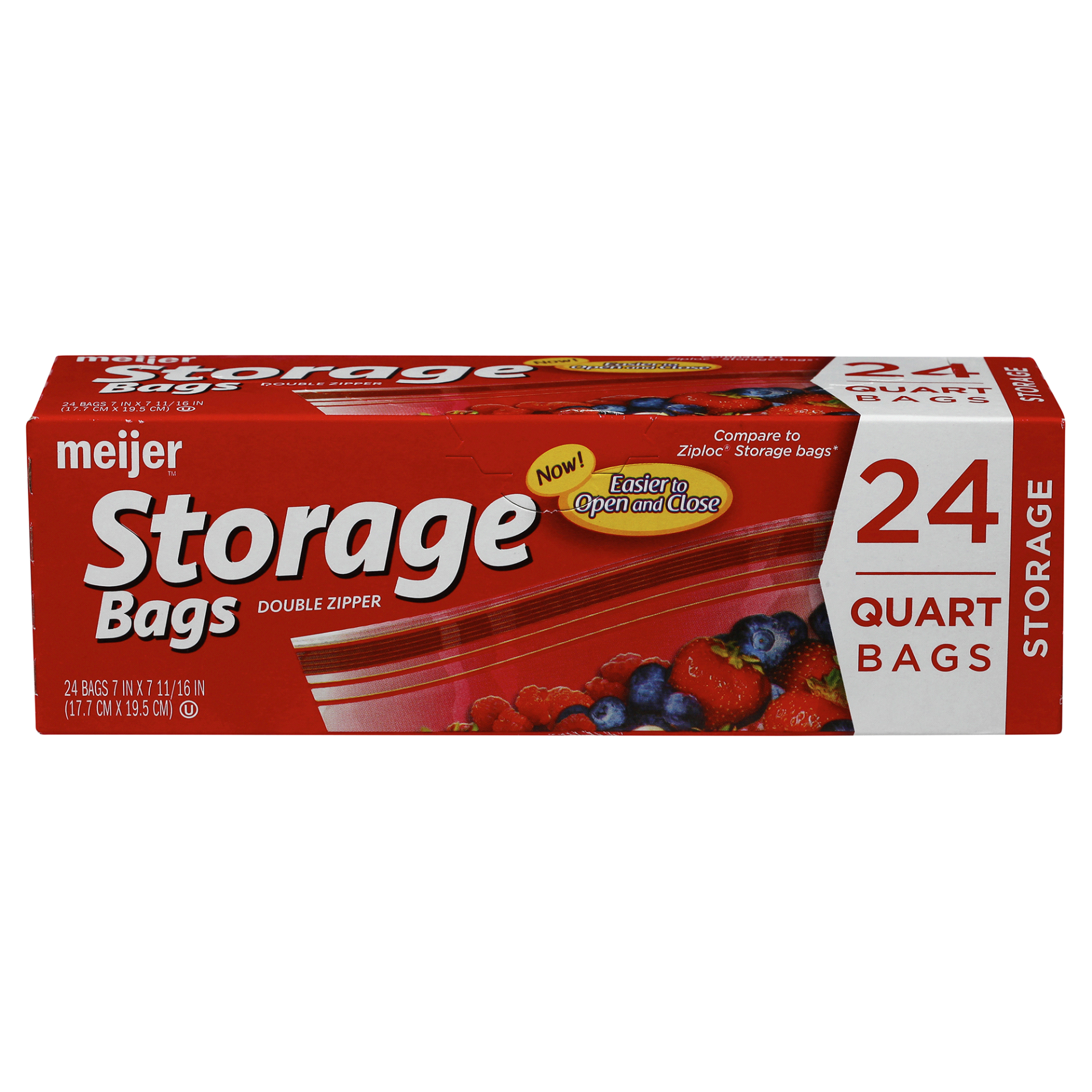 slide 1 of 17, Meijer Double Zipper Storage Bags, Quart, 24 ct