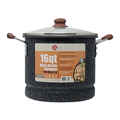 slide 1 of 1, Victoria Black Marble Steamer With Glass Lid, 16 qt