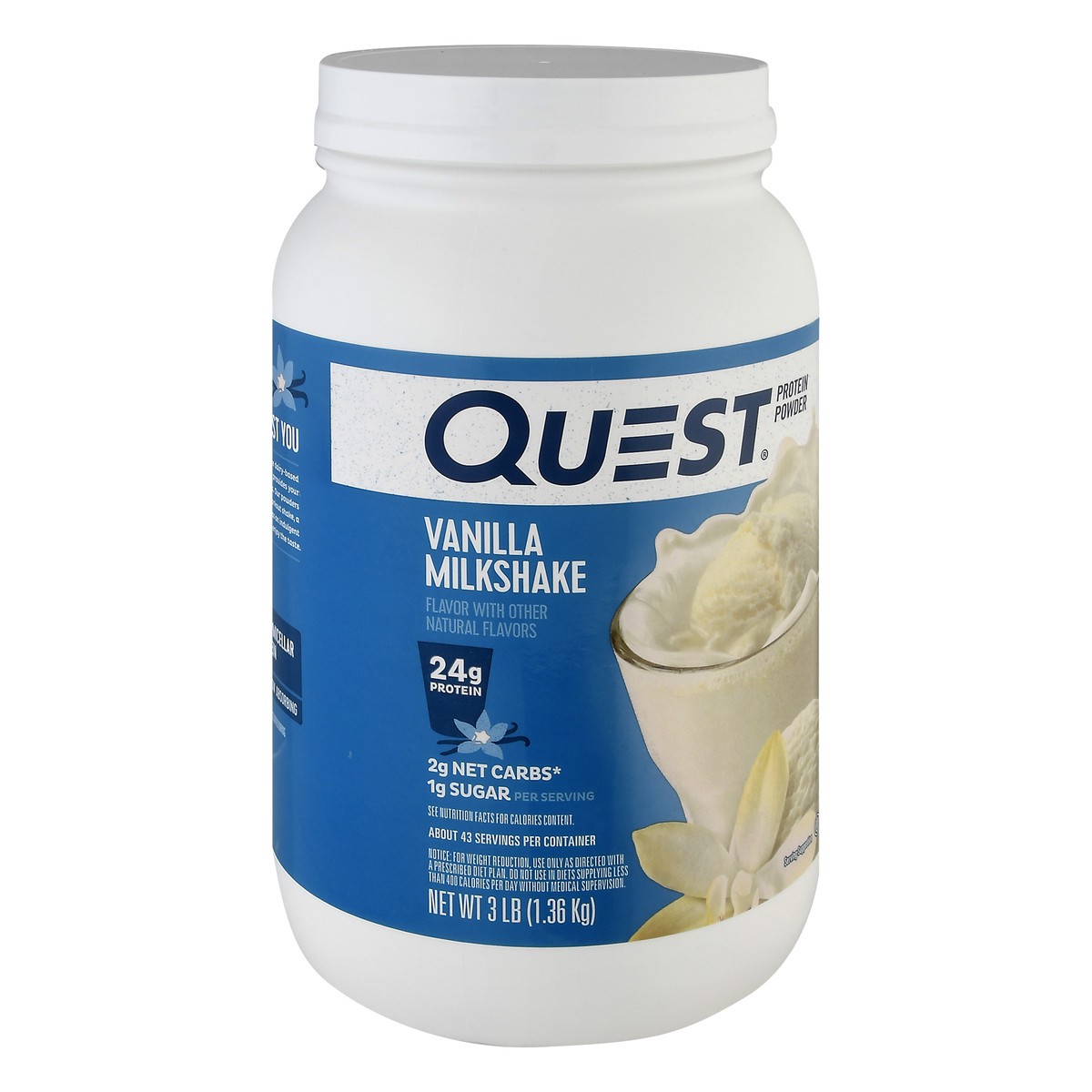 slide 7 of 13, Quest Vanilla Milkshake Protein Powder 3 lb, 3 lb