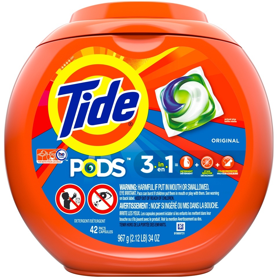 slide 1 of 1, Tide Pods Original Liquid Laundry Detergent Pacs, 42 ct