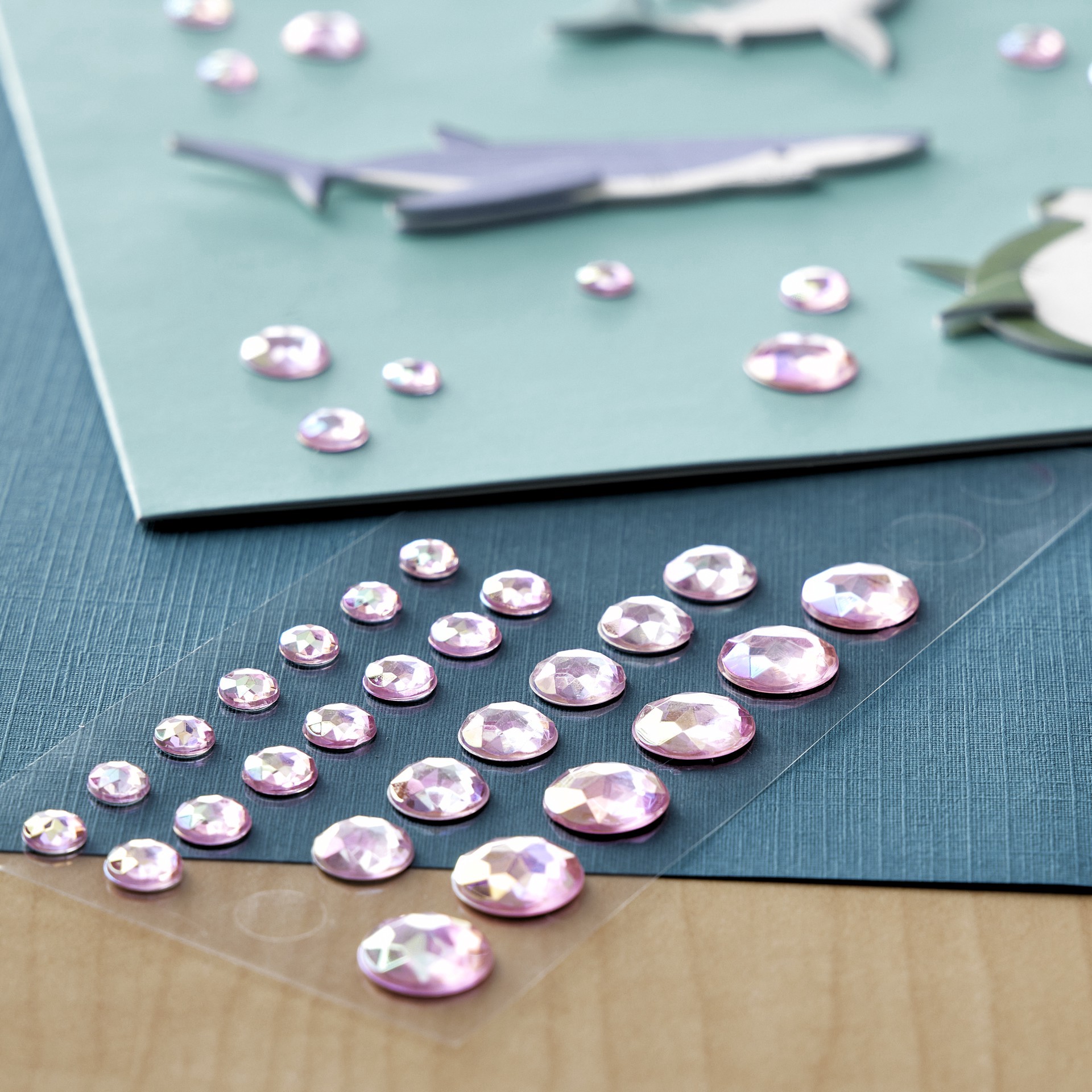 slide 4 of 4, Adhesive Backed Iridescent Rhinestones By Recollections, includes 4mm, 6mm, 8mm and 10mm diameter