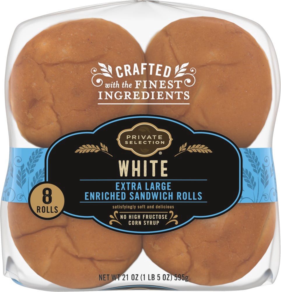 slide 4 of 4, Private Selection White Extra Large Sandwich Rolls, 8 ct