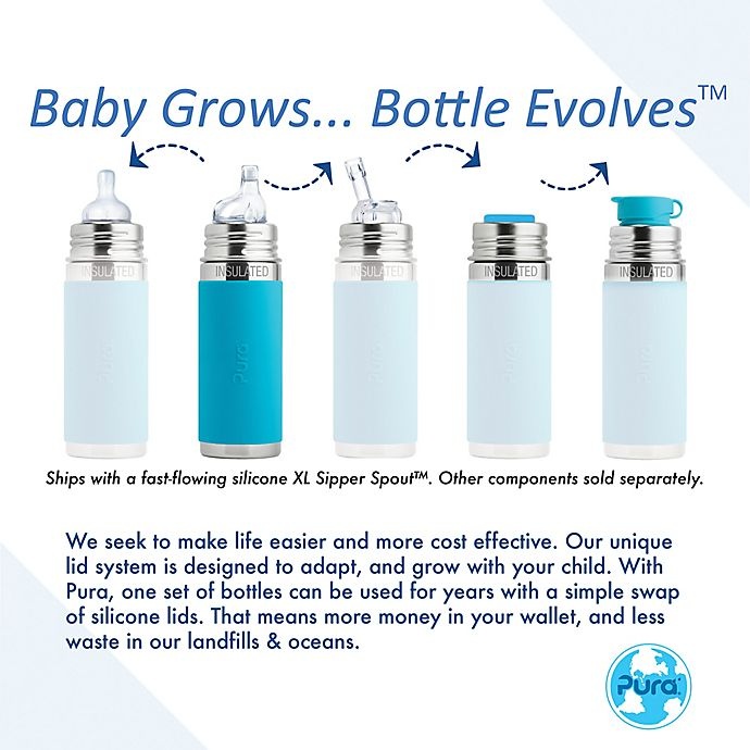 slide 4 of 5, Pura Kiki Vacuum Insulated Toddler Sippy Bottle with XL Sipper Spout - Aqua, 9 oz