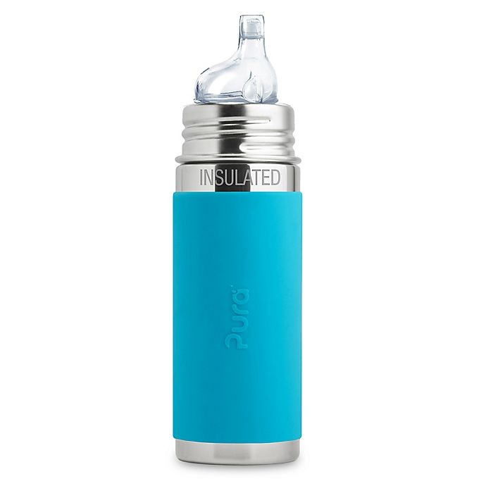 slide 1 of 5, Pura Kiki Vacuum Insulated Toddler Sippy Bottle with XL Sipper Spout - Aqua, 9 oz