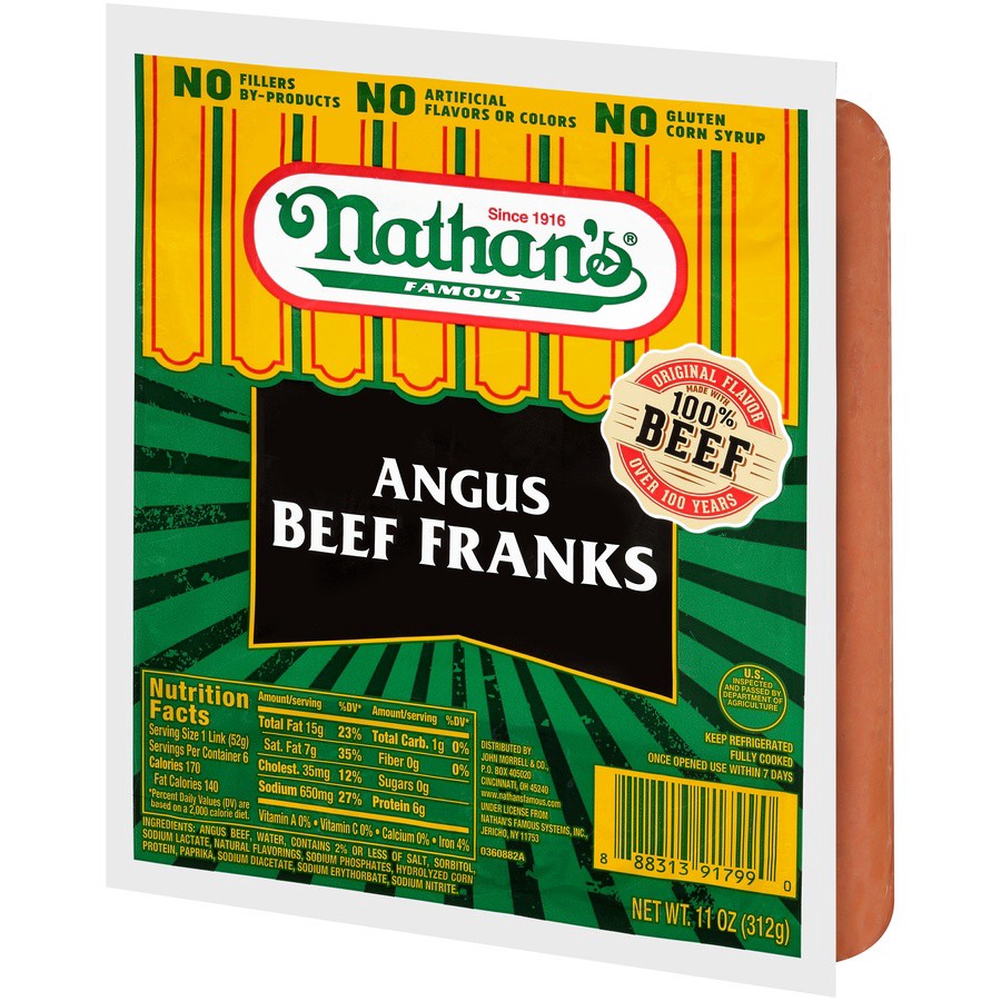 slide 12 of 14, Nathan's Famous Nathan’s Famous Famous Angus Beef Franks, 11 oz