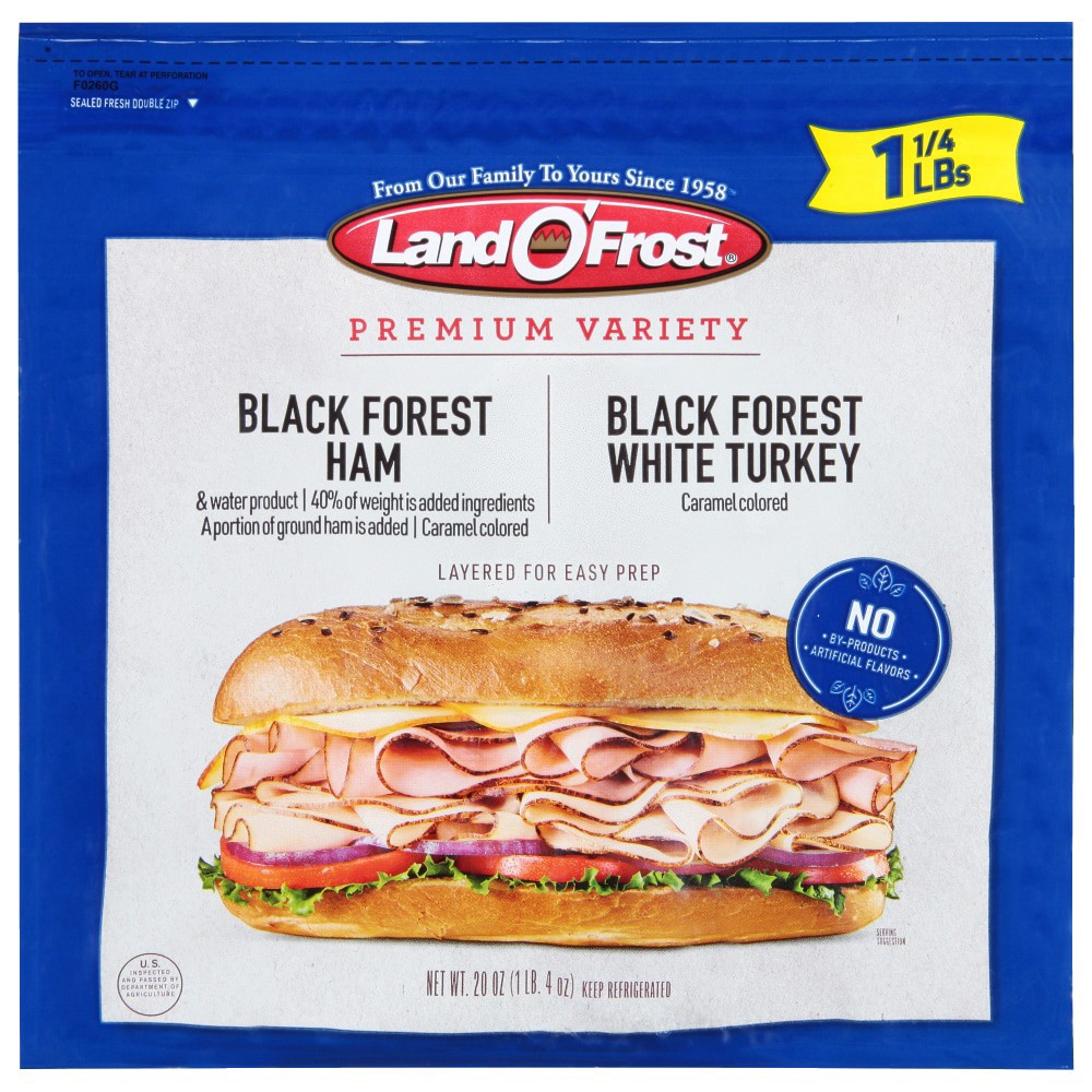 slide 1 of 11, Land O' Frost Premium Variety Black Forest Ham Black Forest White Turkey 20 oz, 20 oz