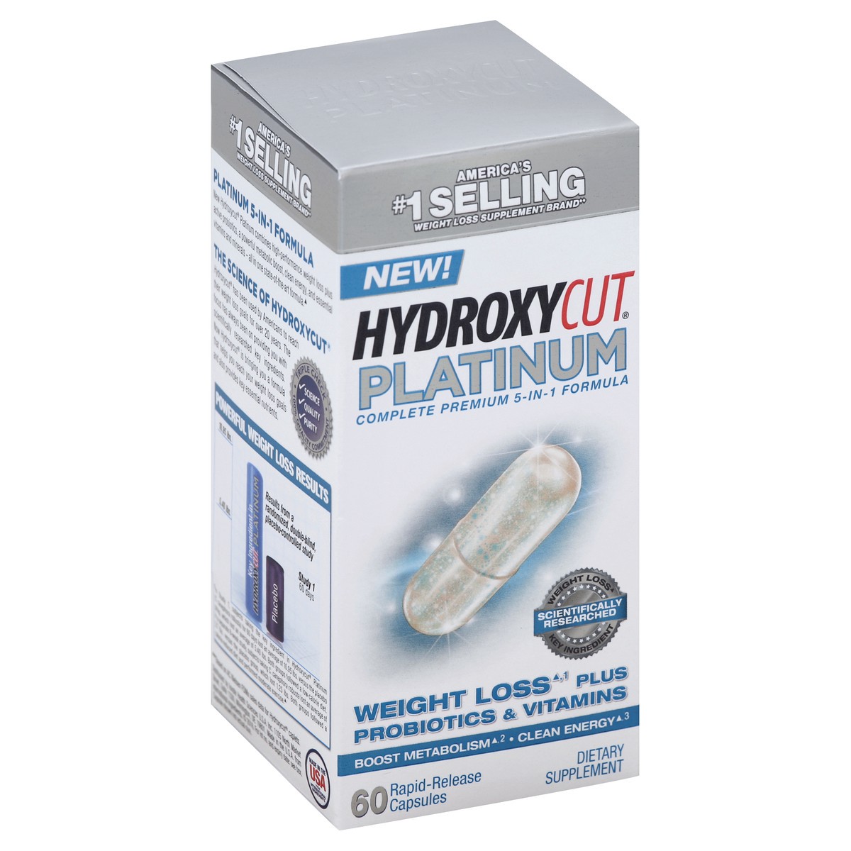 slide 7 of 7, Hydroxycut Platinum Weight Loss Plus Probiotics & Vitamins Dietary Supplement Capsules, 60 ct