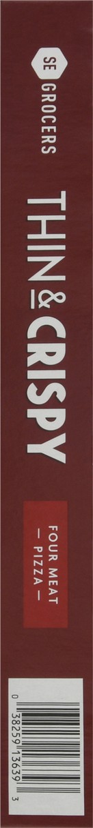 slide 9 of 14, Se Grocers Thin Crst 4Meat Pza, 19.9 oz