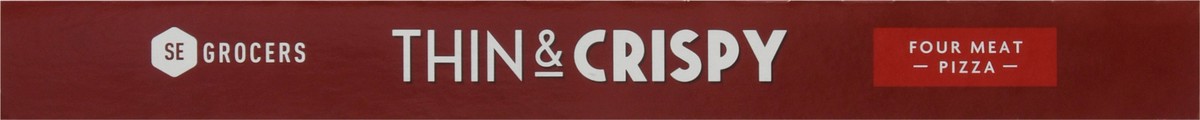 slide 13 of 14, Se Grocers Thin Crst 4Meat Pza, 19.9 oz