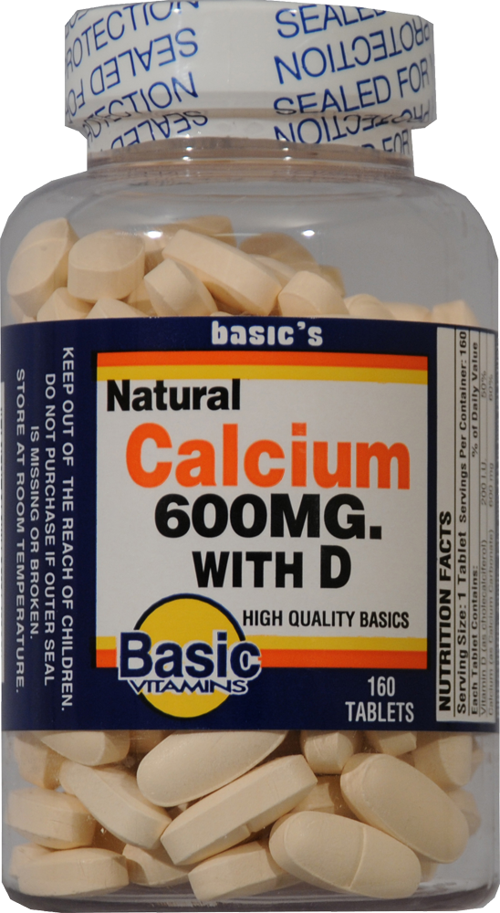 slide 1 of 1, Basic Vitamins Calcium 600Mg With Vitamin D Tablets, 160 ct