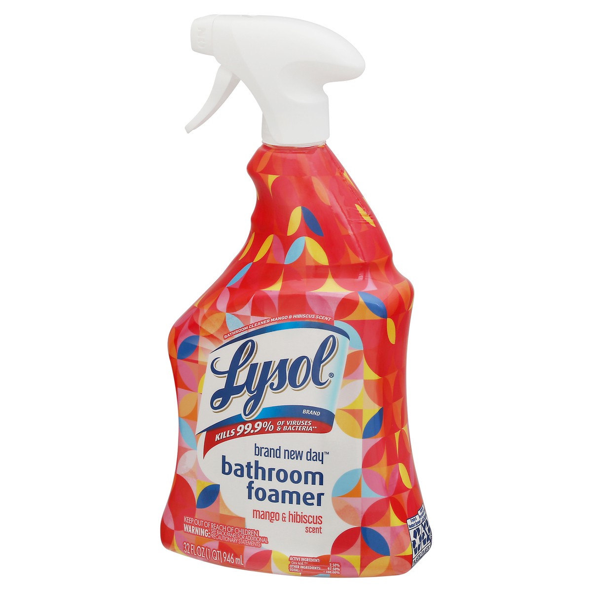 slide 9 of 9, Lysol Brand New Day Foaming Cleaning Spray for Bathrooms, Mango & Hibiscus Scent, 32oz, 32 oz
