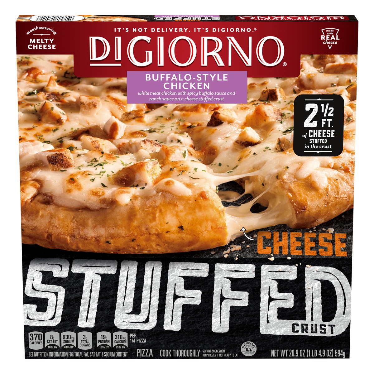 slide 1 of 7, DiGiorno Cheese Stuffed Crust Buffalo-Style Chicken Frozen Pizza, 20.9 oz