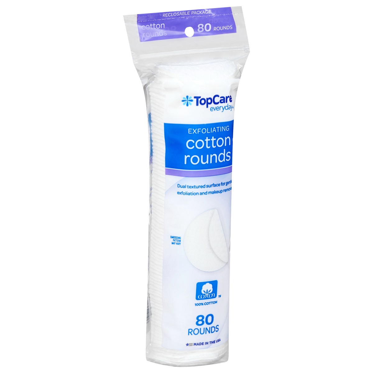 slide 2 of 9, TopCare Everyday Dual Textured Surface Exfoliating Cotton Rounds 80 ea, 80 ct
