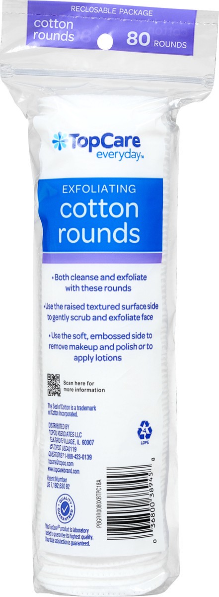 slide 3 of 9, TopCare Everyday Dual Textured Surface Exfoliating Cotton Rounds 80 ea, 80 ct