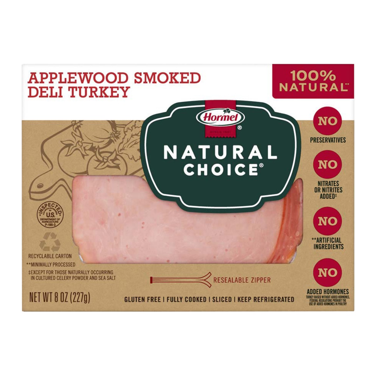 slide 1 of 8, Hormel NATURAL CHOICE Applewood Smoked Turkey, 