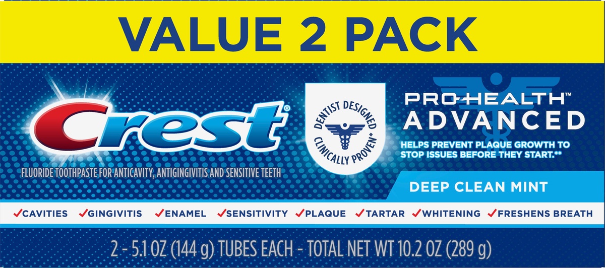 slide 3 of 5, Crest Pro-Health Advanced Deep Clean Mint Toothpaste (5.1oz) Twin Pack, 2 ct