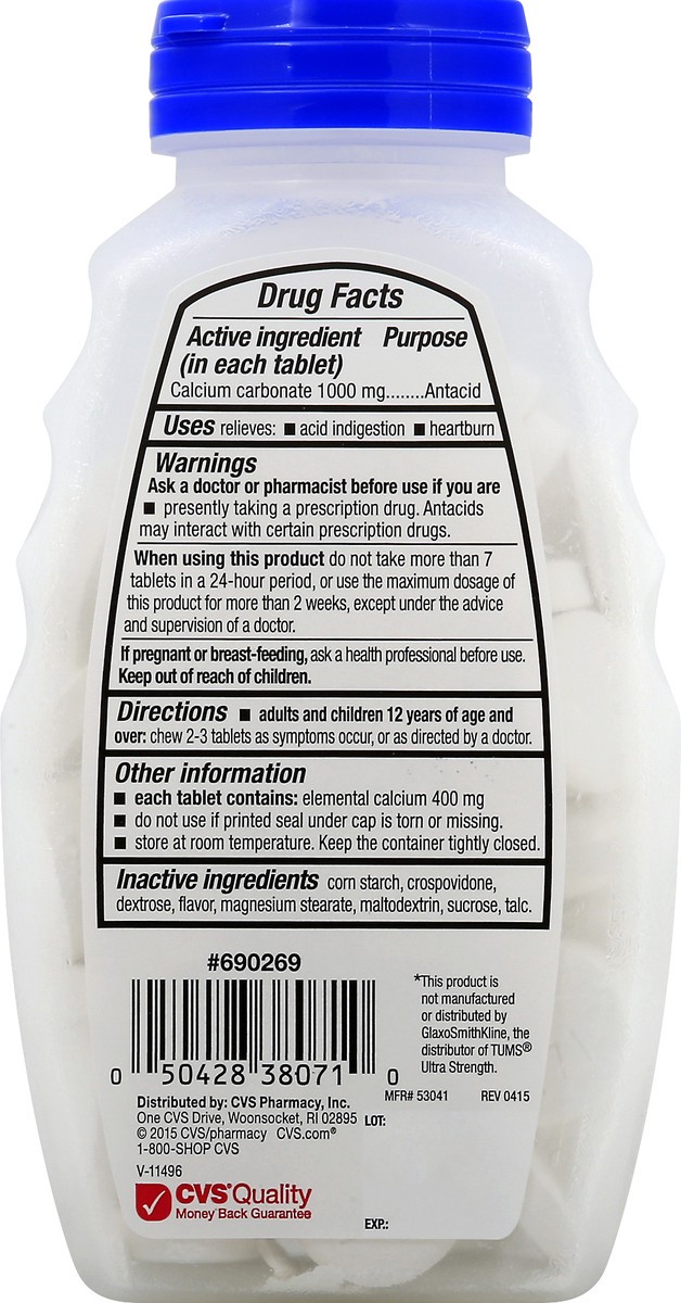 slide 9 of 10, CVS Health Antacid Chewable Tablets, Peppermint, 72 Ct, 72 ct; 1000 mg