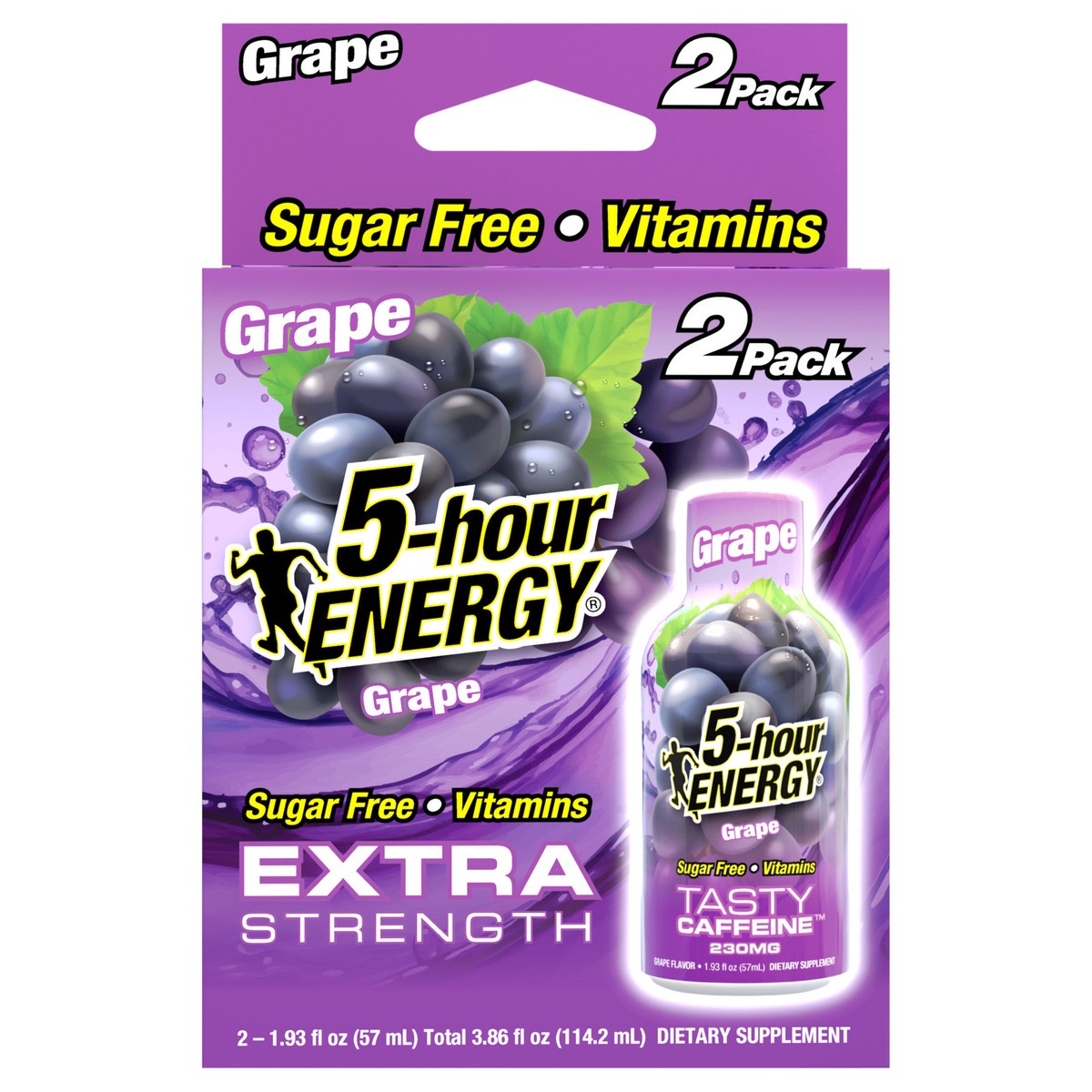slide 1 of 9, 5-hour ENERGY, Extra Strength, Grape, 2 Pack, 1.93 oz., 1.93 fl oz